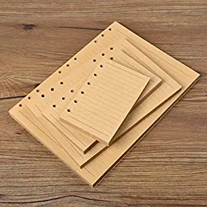 Chris-Wang 80 Sheets A5 Size 6-Holes Traveler's Notebook Planner Filler Papers / Journal Dairy Inserts Refill Kraft Paper/ Loose-leaf Binder Paper, Brown Color, 8.5"(Ruled)