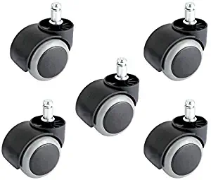2inch Nylon Heavy Duty Office Chair Caster Soft PU Twin Replacement Wheels，5 Piece