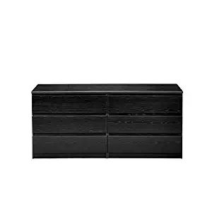 Laguna Double 6 Drawer Dresser Black Wood 60" Wide Bedroom Furniture