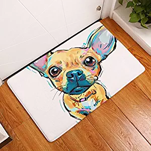 Eazyhurry Lovely Brown Chihuahua Print Rectangle Thin Doormat Pet Puppy Dog Printed Coral Fleece Home Decor Carpet Kitchen Floor Runner Floor Mat Indoor Outdoor Area Rug 16" X 24"