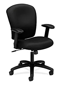 HON HVL220.VA10 Mid Back Task Chair - Fabric Computer Chair with Arms for Office Desk, Black (HVL220)