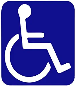 Set of 3 - Disabled Wheelchair Handicap Sign Decal Sticker Color: Blue- Peel and Stick Vinyl Sticker