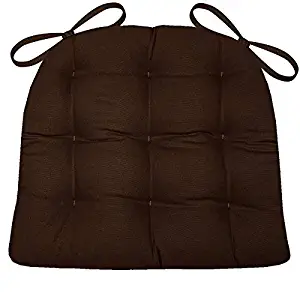 Barnett Home Decor Cotton Duck Brown Dining Chair Pad with Ties - Extra-Large - Latex Foam Fill Cushion - Machine Washable, Reversible, Solid Color, 100% Cotton, Made in USA (XL)