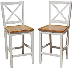 TMS 24 inch Virginia Cross Back Stools (Set of 2), White/natural