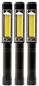 400 Lumens - Super Bright - C.O.B. LED Wide Beam Jumbo Pen Flashlight (3-Pack)