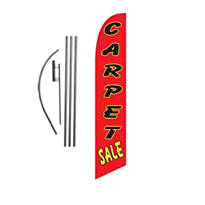 Carpet Sale Advertising Feather Banner Swooper Flag Set with 15 Foot Flag Pole Kit and Ground Stake, Outdoor Sign