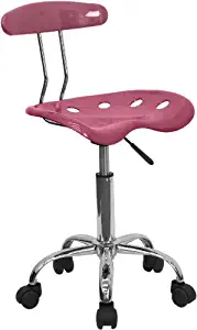 Flash Furniture Vibrant Pink and Chrome Swivel Task Office Chair with Tractor Seat