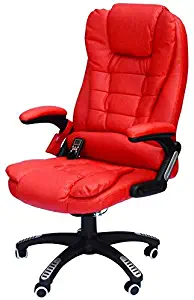 Tidyard Office Chair Height Adjustable PU Leather Executive Heated Vibrating Massage Swivel Chair with Remote Wheeled High Back Ergonomic Computer Chair for Office Home Conference Game Room