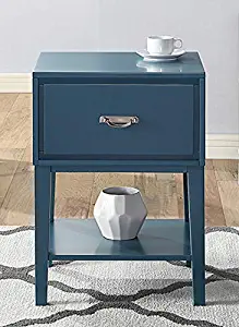 GTU Furniture Rectangle 1 Drawer Wood Accent Storage Nightstand/Side Table/End Table (Blue)