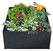 Naina Goods Fabric Raised Garden Bed, Rectangle Breathable Planting Container Grow Bag Planter Pot for Plants, Flowers, Vegetables (24"x24"x11.5H)