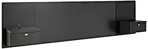 Prepac Series 9 Designer Floating Headboard with Nightstands, Queen, Black