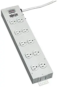 Tripp Lite 10 Outlet Home & Office Power Strip, 15ft Cord with 5-15P Plug, Light Gray (TLM1015NC)