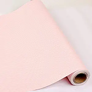HOYOYO 17x78 inches Self-Adhesive Shelf Liner, Moisture Proof Dresser Drawer Paper Shelf Liner Mildew Proof Antifouling Contact Paper, Pink White Stripes