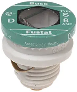 Bussmann BP/S-8 8 Amp Type S Time-Delay Dual-Element Plug Fuse Rejection Base, 125V UL Listed Carded