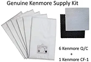6 Kenmore Style C & Style Q 20-53292 5055 50557 50558 Hepa Filtration Canister Vacuum Bags. Plus 1 Kenmore CF-1 (CF1) Pre-Motor Filter 86883, 81002, UC48731-12, UC487321, and AC37KAKTZ00