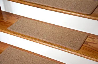 Dean Non-Slip Tape Free Pet Friendly DIY Carpet Stair Treads/Rugs 27" x 9" (15) - Color: Gold