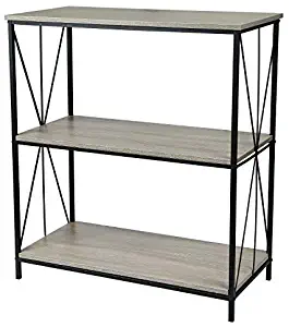 Edeco Black Metal Frame 3-Tier Console Table Bookcase Bookshelf