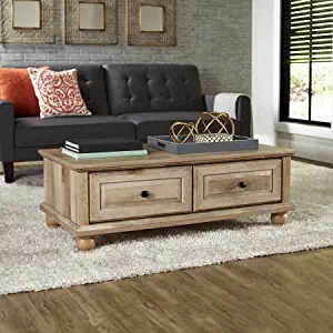 Crossmill Transitional Style 2 drawers with Metal Runners and Safety Stops Coffee Table, Weathered﻿