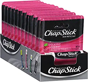 ChapStick Classic (24 Blister Packs of 1 Stick, 24 Total Sticks, Cherry Flavor) Skin Protectant Flavored Lip Balm Tube, 0.15 Ounce Each,24 Count (Pack of 1)