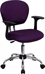 Flash Furniture Mid-Back Purple Mesh Swivel Task Chair with Chrome Base and Arms