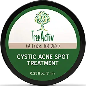 TreeActiv Cystic Acne Spot Treatment, Extra Strength Fast Acting Formula for Clearing Severe Acne from Face and Body, Gentle Enough for Sensitive Skin, Adults, Teens, Men, Women (0.25oz)
