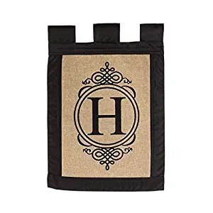 Evergreen “H” Monogram Double-Sided Burlap Garden Flag - 12.5”W x 18"H