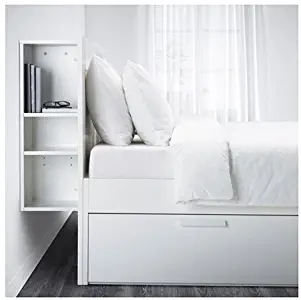 Ikea Full size Bed frame with storage & headboard, white, Luröy 10386.82920.24