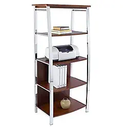 Realspace Mezza 60"H 4-Shelf Bookcase, Cherry/Chrome