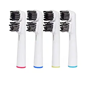 Double Clean Brush Heads Compatible with Oral-B Dual Clean Toothbrush, Charcoal Bristles - Pack of 4