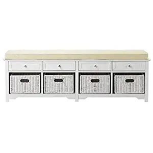 Home Decorators Collection Oxford White 4-Basket Storage Bench