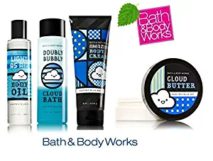 Bath & Body Works ELECTRIC BLUE SKY Deluxe Gift Set Body Oil ~ Body Butter ~ Luxury Bubble Bath and Body Oil