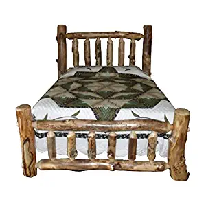 Furniture Barn USA Rustic Aspen Log Bed Queen Size Mission Style Bed Headboard & Footboard