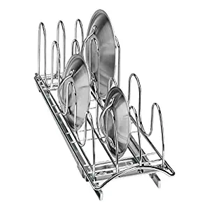 Lynk Professional Roll Out Pan Lid Holder and Pull Out Kitchen Cabinet Organizer Rack, 7.25w x 21d x 9h-inch, Chrome