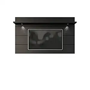 Manhattan Comfort Cabrini 2.2 Panel Collection Floating Wall TV Panel TV Wall Mount with Shelf, 85.62" L x 8.46" D x 94.35" H, Black