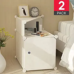 White Nightstand Set of 2 White Bedside Table Night Stand end Tables Side Tables Bed Side Pair Two nightstands for bedrooms with Storage Organizer Cabinet Pack