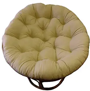 COTTON CRAFT Papasan Natural - Overstuffed Chair Cushion, Sink into Our Thick Comfortable and Oversized Papasan, Pure 100% Cotton Duck Fabric, Fits Standard 45 inch Round Chair - Chair not Included