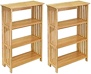 Winsome Wood Foldable 4-Tier Shelf, Natural (Pack of 2)