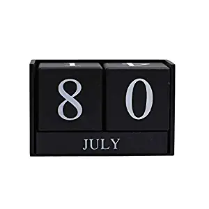 Wooden Desk Blocks Calendar- Adjustable Cubes Perpetual Calendar DIY Yearly Planner 6.3×3×7inch for Home Office Decoration (Black)