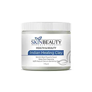 Skin Beauty Solutions - Indian Healing Clay - 1 lb. | Deep Pore Cleansing Facial & Body Mask | The Original 100% Natural Calcium Bentonite Clay (1 Pound)