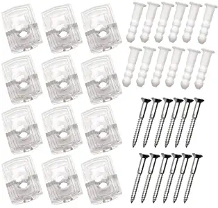 Topzone® 1/4" inch Heavy Duty 25 Pound Crystal Clear Plastic Mirror Holder Clips, Pack of 12 Pieces