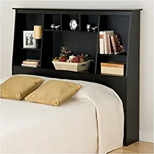 BOWERY HILL Slant-Back Tall Full Queen Bookcase Headboard in Black