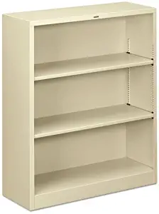 NEW - Metal Bookcase, 3 Shelves, 34-1/2w x 12-5/8d x 41h, Putty - S42ABCL