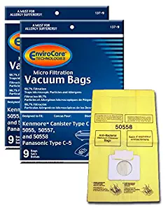 Envirocare 137-9 Micro-Filtration Vacuum Bags for Kenmore Canister Type C and Panasonic Type C-5, 18-Pack