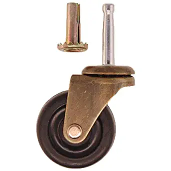 Antique Brass Stem Rubber Wheel Heavy Furniture Caster | Caster Wheels for Butcher Blocks, Cabinets, Chairs, Kitchen Tables Antique or Modern Furniture | CR-98 (4)