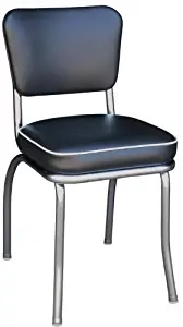 Richardson Seating Retro Chrome Kitchen Chair with 2" Box Seat, Black