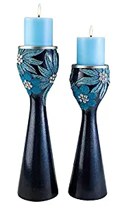 ORE International, Inc International K-4251C Demeter Candleholder Set, 14 by 16-Inch, Aqua, Blue