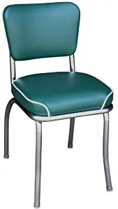 Richardson Seating Retro Chrome Kitchen Chair with 2" Waterfall Seat, Green