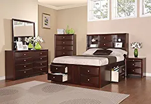 poundex Cal. King Bed in Espresso Finish, Brown