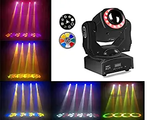 Weddingled Stage Lighting Led Mini Dj Disco Moving Head lights RGBW Spotlight with Ring8 Gobos And 8 Colors Magic Effect 9/11 Dmx Channel With Show Ktv Disco Dj Party Bar Weddingled Ceremony