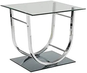 Coaster 704987-CO Glass Top End Table, Chrome